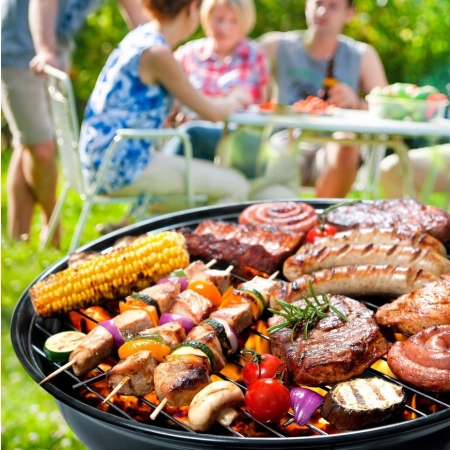 Duży GRILL węglowy kulisty z pokrywą kółka MG Home